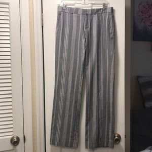 Banana Republic 100 % cotton grey striped pants